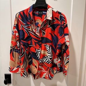 NIC+ZOE Red and Blue Patterned Top